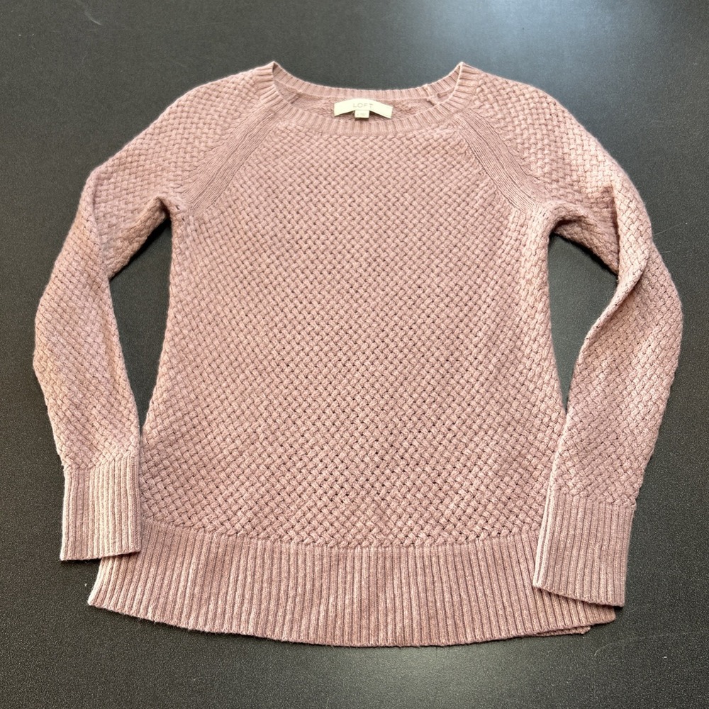 Loft Pink Sweater‎ Wool Cotton Blend Round Neck Sweater Size S